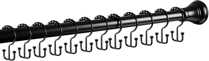 Utopia Alley HK1BK Deco Flat Double Roller Shower Curtain Hooks; Black