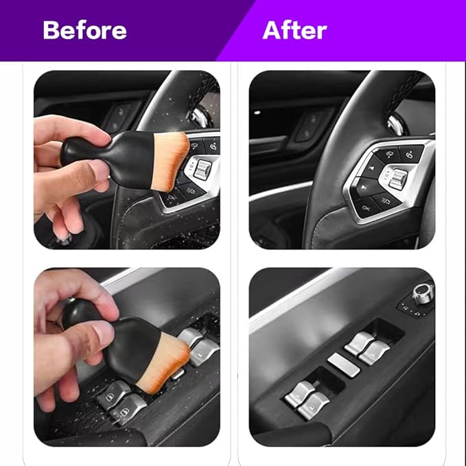 Car Interior Detailing Brush,Soft Bristle Cleaning Brush Car Detailing Brush Dusting Brush,Car Interior Cleaning Tool,Auto Detail Brush Car Dash Duster Brush (Brown with Cap)