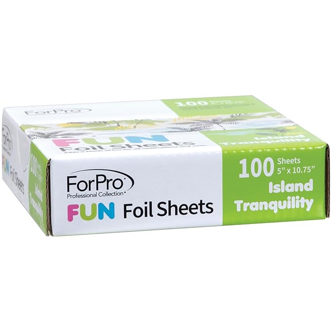 ForPro FUN Island Tranquility 5" Foil Sheets, Aluminum Hair Foils for Color Application and Highlighting Services, Food Safe, Pop-Up Dispenser, 5” W x 10.75” L, 100-Count