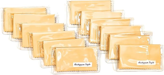 Premium Microfiber Cleaning Cloth in Individual PVC Pouches - Glasses Cleaning Cloth for Eyeglasses, Screens, Phones, Computer, Camera Lens, and Delicate Surfaces (12 x 1Pack)