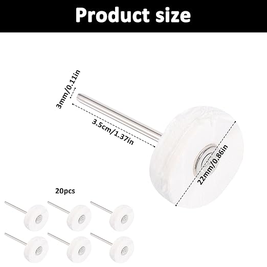 20 Pack Little Buffing Wheel 1/8 Inch Cloth Polishing Wheels Polishing Buffing Wheel Little Buffer Wheels for Rotary Tools (White)