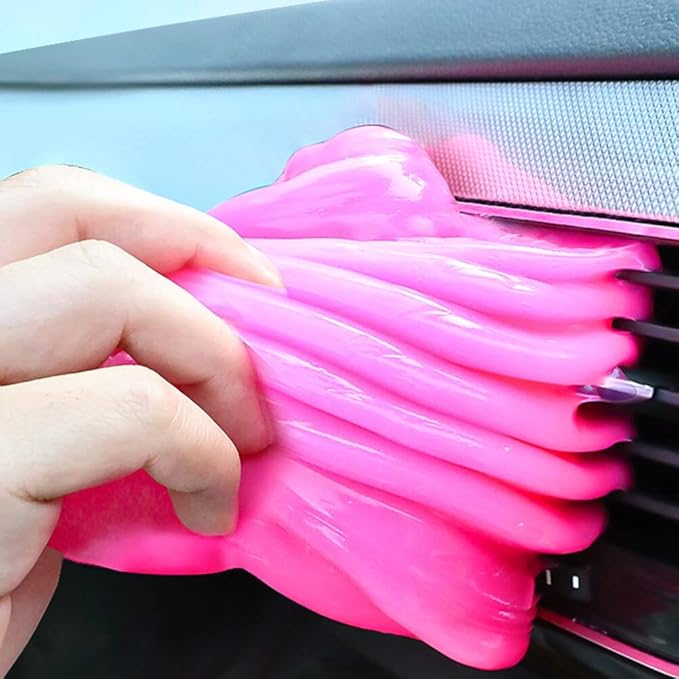 2PCS Car Vents Cleaning Gel Keyboard Cleaning Adhesive Universal Dust Remover Cleaner Cleaning Gum Glue for Computer Laptop Keyboards for Car Dash, Printers, Calculators, Speakers (Rosy)