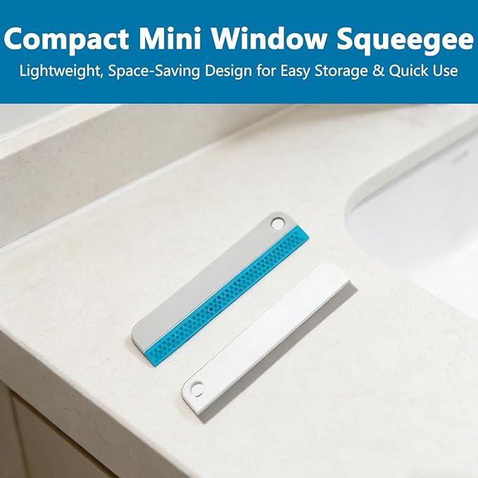 2Pcs Mini Window Squeegee Small Soft Rubber Tool for Car Windows Shower Kitchen Sink Counter Mirrors Compact Tiny Glass Scraper for Bathroom Car Windshield and All-Purpose Cleaning