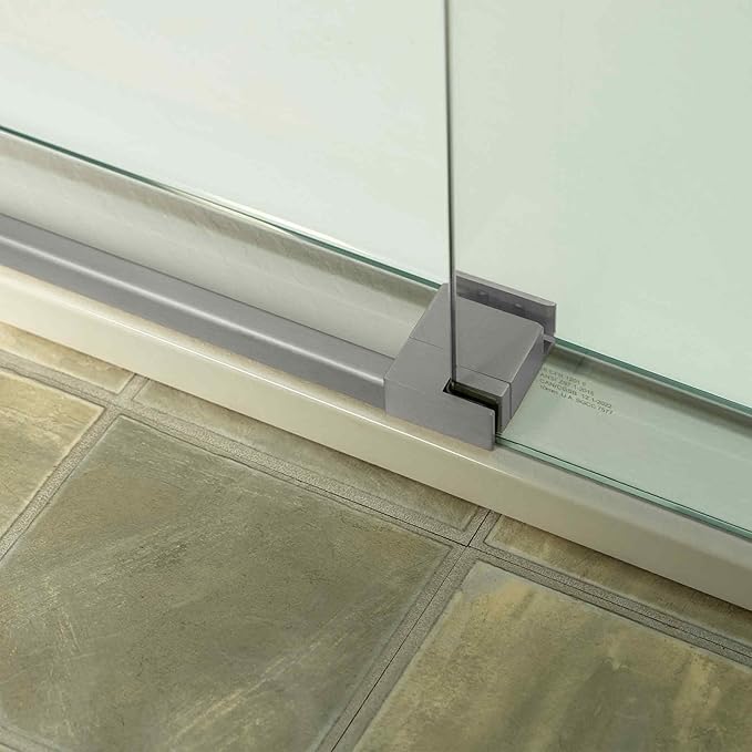 Woodbridge 56-60" W x 80" H Frameless Single Sliding Shower Door with Tempered Glass & Explosion Proof Film in Chrome Finish