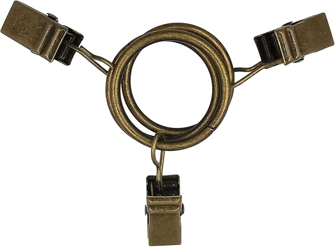 100 Pack Metal Curtain Rings with Clips, Drapery Clips with Rings, Drapes Rings 1 inch Inner Diameter, Fits Diameter 5/8 inch Curtain Rods, Vintage Bronze