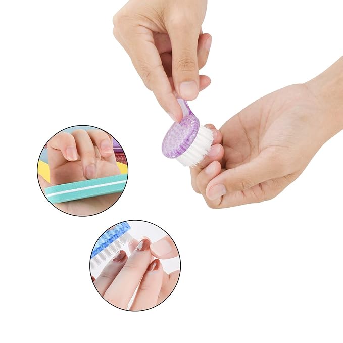 CM Pack of 4 Nail Brushes Manicure Fingernail Scrubbing Cleaning Brushes with Round Cover Long Handle for Hands Nails Toenails Cleaning