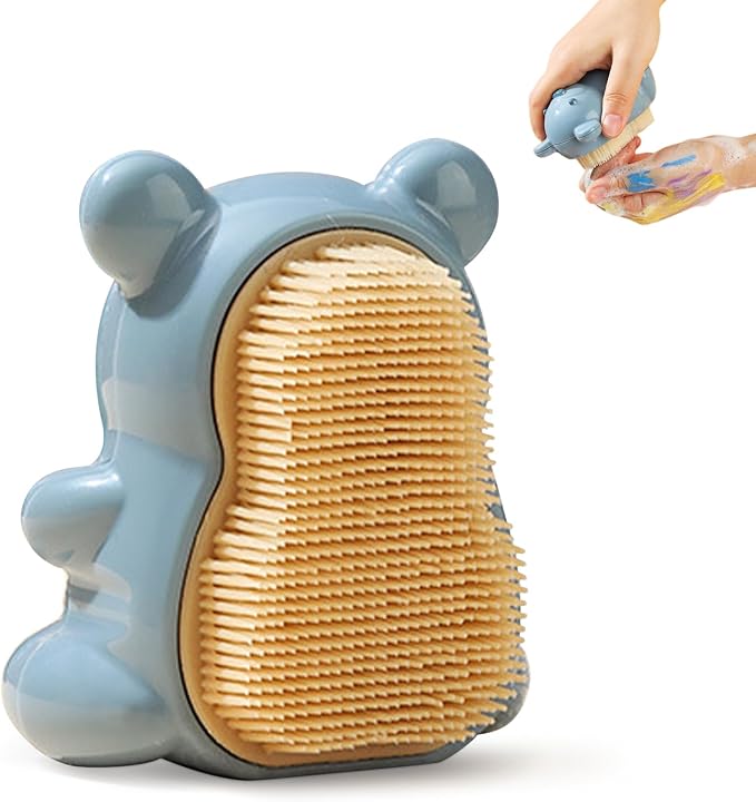 Bear Fingernail Brush, Kids Nail Brush with Soft Bristles - Nail Cleaning Brushes for Hand, Toes for Children, Women and Girls (Blue)