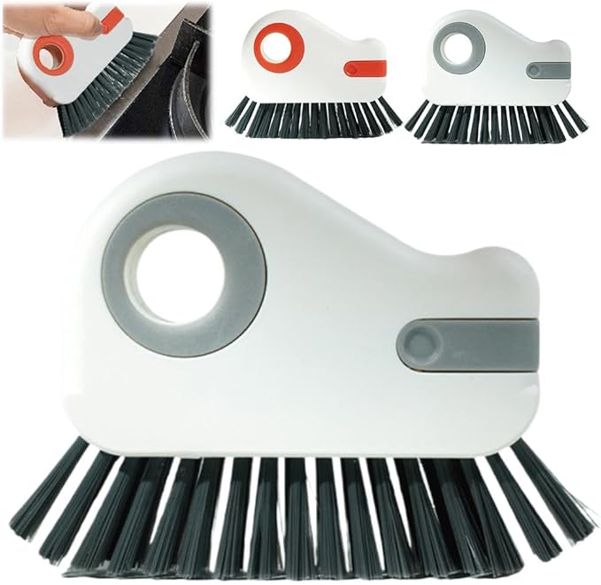 2 in 1 Groove Cleaning Brush, Window Track Cleaning Tools, Multifunction Window Track Cleaner with Hard Bristle and Hidden Scraper, Crevice Brush for Sliding Door Track,for Window Tracks (Gray 1pc)