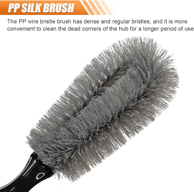 Car Wheel & Tire Wash Brush, Soft Bristle Car Wheel Detailing Cleaning Brush with Short Handle, Multipurpose Vehicle Wheels Rims Scrub Brushes for Auto, Truck, SUV, Motorcycles (Gray)