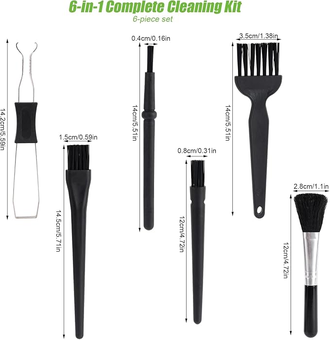 6pcs Keyboard Cleaning Kit, Stainless Steel Keycap Puller & Anti Static Dust Brush Portable Keyboard Cleaning Brushes for Computer Keyboards Camera Motherboard Desk Office Equipment