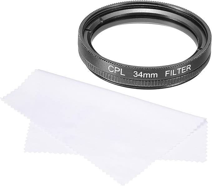 MECCANIXITY 34mm Circular Polarizer Filter, Double Sided Multi-Layer Coatings Polarizing Filter with Cleaning Cloth for Camera Lens
