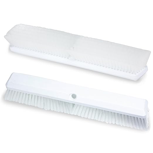 SPARTA 41890EC02 Omni Sweep Plastic Push Broom Head, Heavy Duty, Industrial Broom With Color Code System For Outdoor, Indoor, Garage, Concrete, Patio, Kitchen, Bathroom, 18 Inches, White