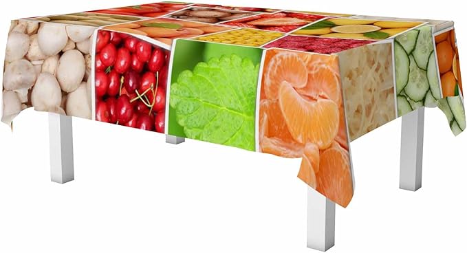 Fruits Vegetables Party Table Cloth Rectangle Table Apples Oranges Lemons Tomatoes Fruit 52x70 Tablecloths Decorative for Dining Kitchen Banquet Picnic Party