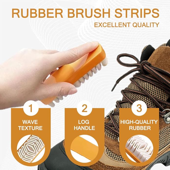 3PCS Suede Brush and Eraser Set,Soft Rubber Bristle Shoe Brush,Suede Shoes Cleaner with Microfiber Shoe Cloth,Suede Cleaning Kit with Soft Brush&Stain Eraser for Shoes, Bags, Jacket, Purse, Sofa