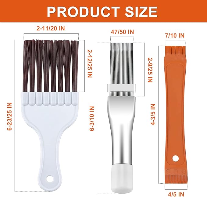 Cenipar Fcr6 Air Conditioner Fin Comb Set 4PCS AC Fin Comb Straightener Include FCR6 Fin Comb,Metal Radiator Fin Comb and 2 Pack Condenser Fin Comb Brush HVAC Fin Comb for Air Conditioner