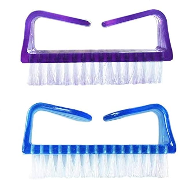 Leline's Nail Brush, 2 Pieces Handle Grip Nail Cleaner Brush, Soft Kids Nail Brush, Purple and Blue