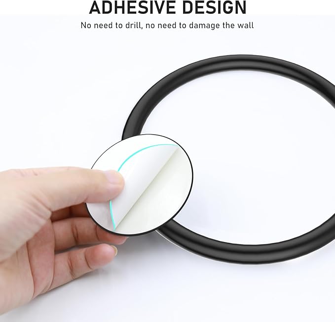 SetSail Towel Holder, Adhesive Hand Towel Holder for Bathroom Wall Stainless Steel Towel Ring Matte Black Towel Hanger Heavy Duty Towel Racks for Bathroom, Kitchen, 2 Pack