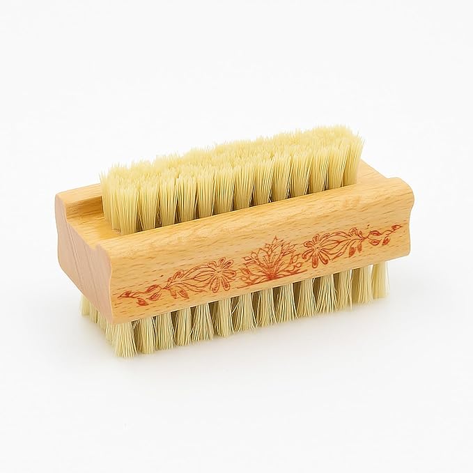 Wooden Fingernail Brush & Nail Scrubber to Clean Under Nails, Hand and Toenail Care Brush (Flower)