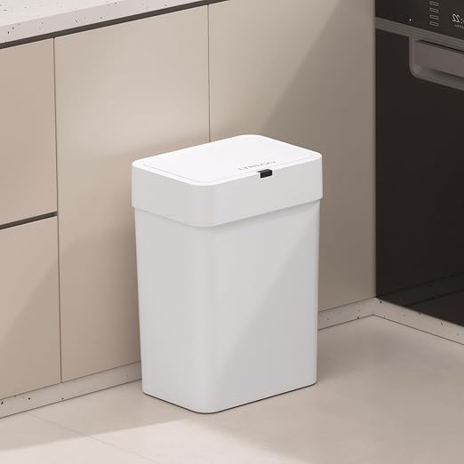 Gallon Motion Sensor Bathroom Trash Can with Lid, Automatic Garbage Bin for Bathroom, Slim Plastic Narrow Bedroom Trash Bin Garbage Can, 15L