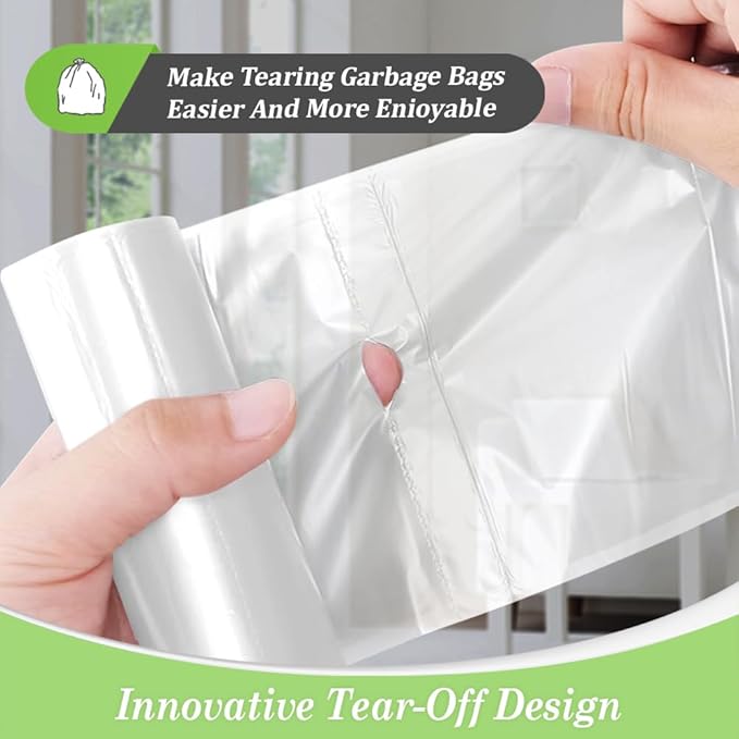 5 Gallon 220 Counts Strong Trash Bags Garbage Bags by Teivio, Bin Liners, for bathroom home office kitchen, 5.5 Gal, Clear