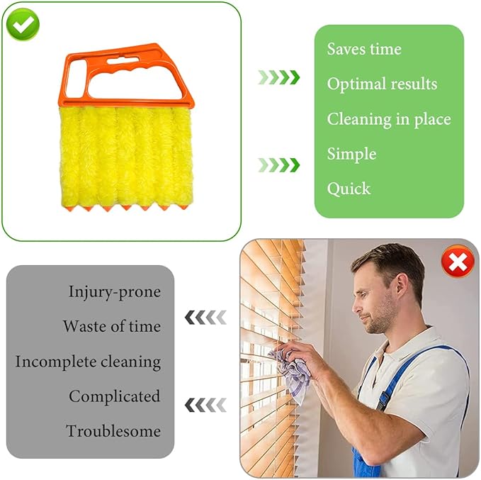 Blind Cleaner Duster Tool, Window Venetian Hand-held 7 Finger Dusting Cleaner Brush, Blinds Cleaning Brush Tool for Window Shutters Air Conditioner, Car Accessories (Orange)