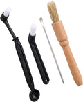 4pcs Coffee Machine Cleaning Brush Set, Professional Espresso Brush Grinder Tool with Wooden Handle Durable Boar Bristle Scrub for Deep Cleaning Home Use