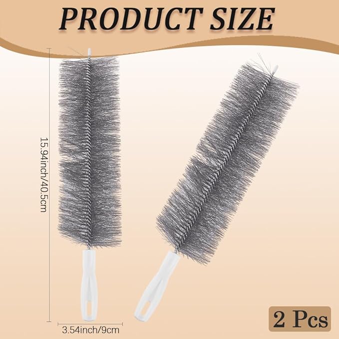 CREATCABIN 2Pcs Fan Cleaning Brush Flexible Fan Dusting Brush Gray Nylon Multifunctional Reusable Washable Bendable Microfiber Head Dust Collector Duster for Ceiling Fans Curtains Cars 15.8" x 3.2"