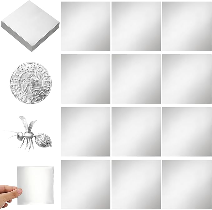 Yaocom 150 Packs Aluminum Metal Crafts DIY Foil 4 Inch x 4 Inch x 0.07 mm Thick for Art Project Aluminum Flashing Roll Wide Sheet Multipurpose Metal Sheets(Silver)
