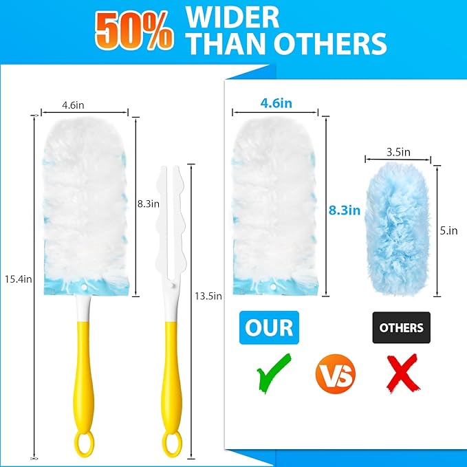 30 Count Duster Refill for Swiffer Duster with 1 Handle - 360° Multi-Surface Larger Size Feather Dusters, Disposable Duster Kit for Cleaning Home, Furniture, Blinds and Ceiling Fans