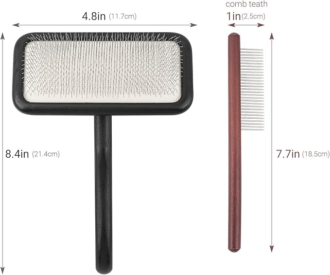 Carpet Rake Sheepskin Wool Brush and Sheepskin Brush Cleaner Comb, More Suitable for Pile Carpets/Rugs, for Carding Fur, Restore Carpets Softness and Texture (Black, 2PCS(Big+ Small)