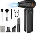 Compressed Air Duster 150000 RPM, Cordless Electric Air Blower with LED Light, 8000mAh Battery and Multi Nozzles for Computer, Keyboard, Car Interior & Electronics Cleaning (Black)