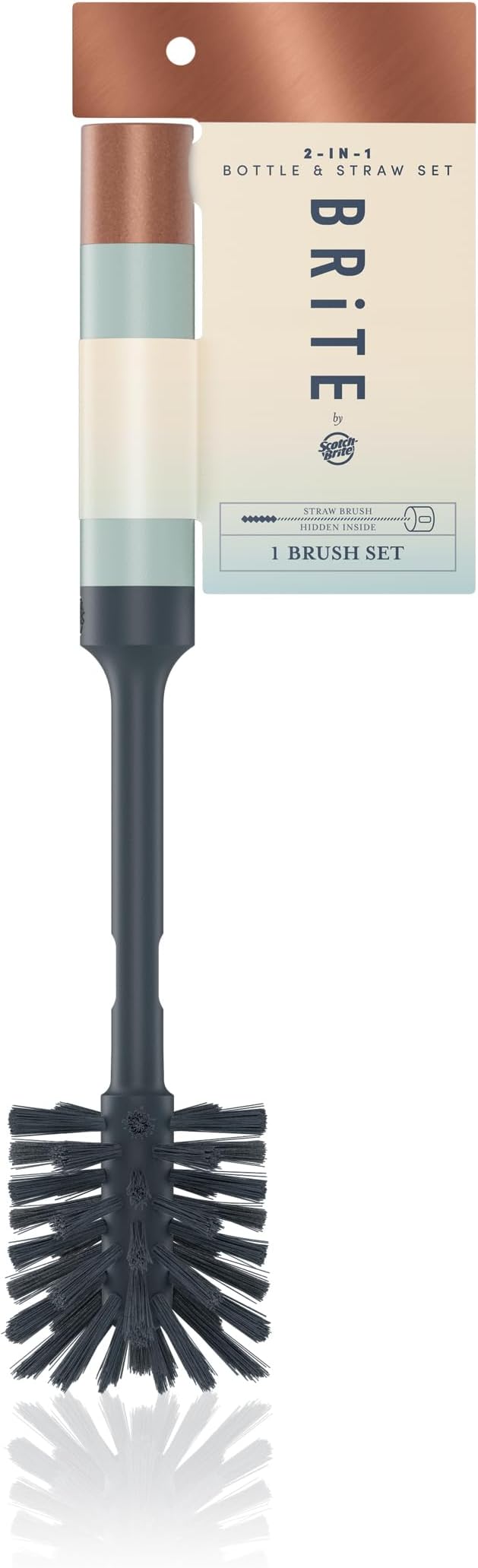 Brite by Scotch-Brite Limited Edition 2-in-1 Straw and Bottle Brush Set, Sleek and Stylish Bottle Cleaner Brush with 360-Degree Bristles and Hidden Straw Brush