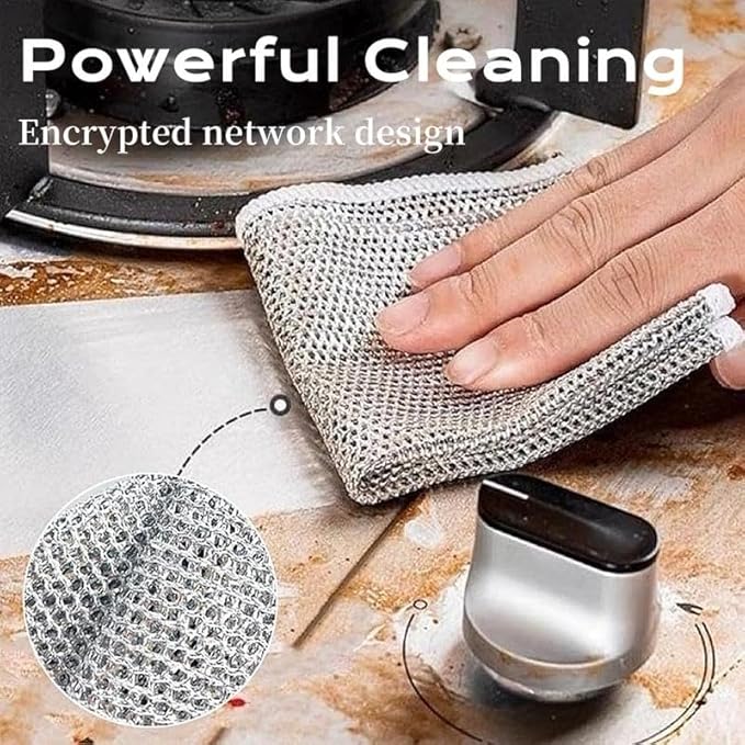 Reusable Non Scratch Wire Dishcloth, 20PCs Steel Wire Cloths, Double-Layer Stainless Rag, Kitchen Cleaning Cloths, Suitable for Sinks, Boilers, Ovens, and Tableware.