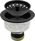 ZM Kitchen Sink Stainless Steel Deep Locking Basket Strainer with Drain Assembly,Black, 3-1/2 Inch Sink Drain Stopper Plug
