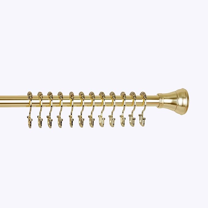 Utopia Alley HK1GD Deco Flat Double Roller Shower Curtain Hooks; Gold - Set of 12