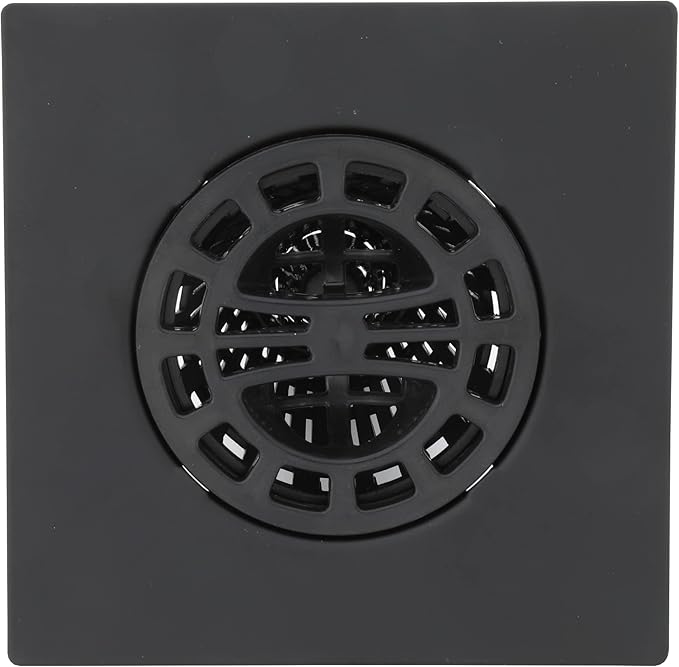 Danco 11087 Square Shower Hair Catcher with Replacement Baskets, Shower Drain Protector in Matte Black