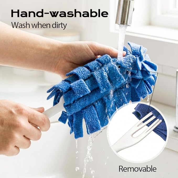 Reusable Duster Refills, Fleece Duster Refill Reusable Dusters for Cleaning, Electrostatic Duster Refills Washable Cleaning Pads Tools for Home, Blinds, Car, Furniture (Blue + Yellow + Purple)