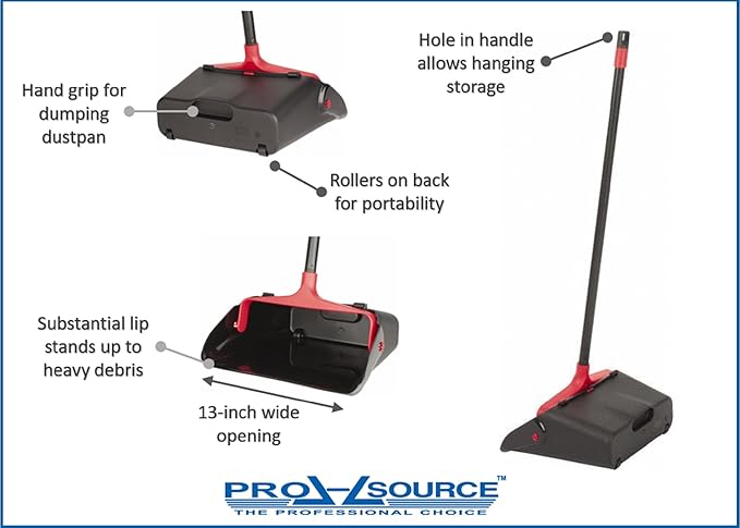 PRO SOURCE Commercial Upright Plastic-Body Dustpan with Wheels