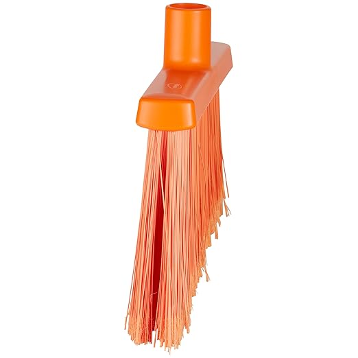 Vikan 29167 Split Bristle Angle Head Broom, 11.4", Orange