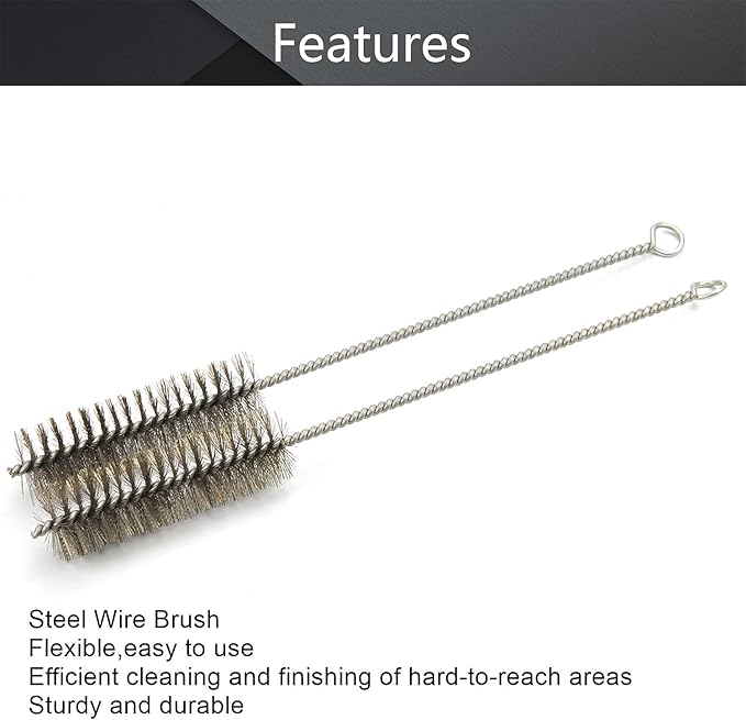Utoolmart Tube Brush Kit Stainless Steel Wire Cleaning Brush Bottle Long-Handle Bristle Cleaning Tool 12" x 1.2", 2pcs