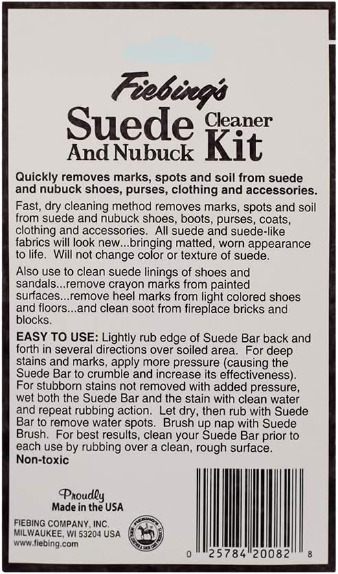 Fiebing's Suede & Nubuck Cleaner Kit - Remove Stains & Clean Shoes Boots Bags Coats, More