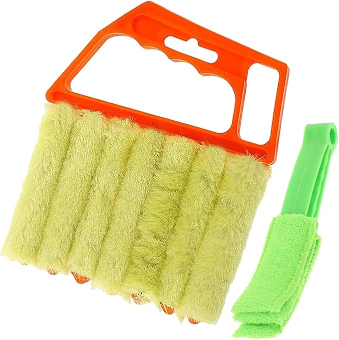 Handheld Blinds Cleaning Brush and Window Cleaner Brush 2pcs Set with 7-Tooth and 3-Tooth Heads for Air Conditioner and Venetian Blind Cleaning at Home