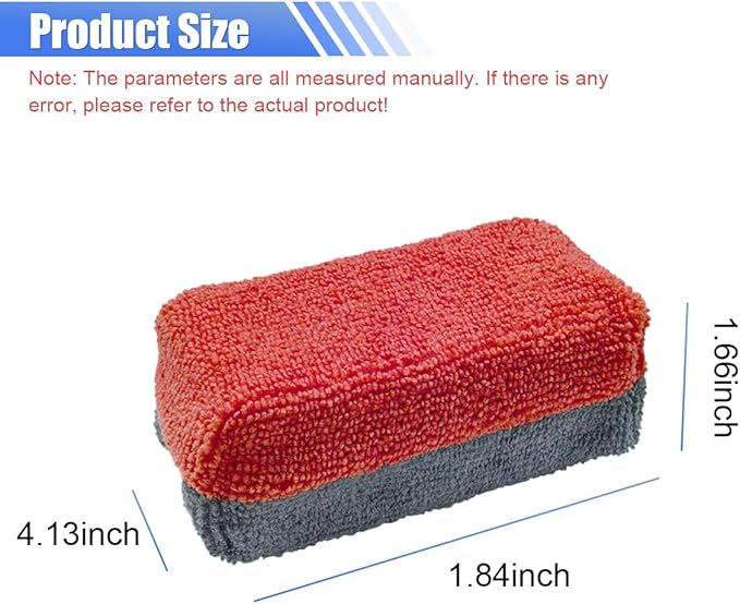 12PCS Ceramic Coating Applicator Sponge, Microfiber Rectangular Auto Polishing Cleaning Pads, Universal Automotive Detailing Sponge for Car Wax, Paint, Sealant Application (Red)