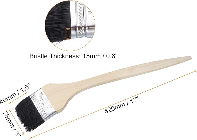 uxcell 3pcs Bent Radiator Paint Brush 3" Width Curved Wall Paint Soft Bristle Brushes with Long Wood Handle for Painting DIY Wall Treatment