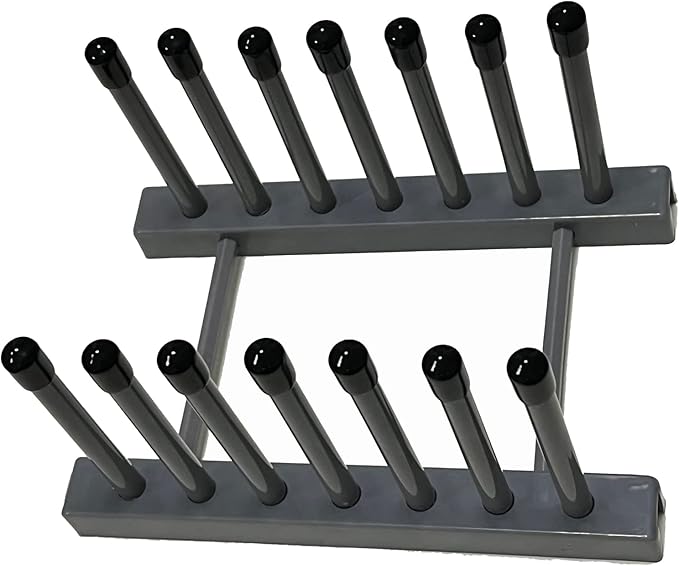 Pmsanzay Vinyl Record Storage Holder Stand cleaning device drying rack Display - With Silicone top（Keep your records scratch free）– Holds up to 6 Album Lp’s, for 12" and 7" Records，(No Records) Grey