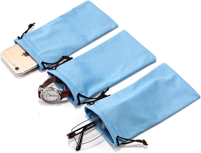 TRIUMPH VISION Soft Eyeglass Pouch 3 Pack - Pouch for glasses Microfiber Screen Cleaning Bag