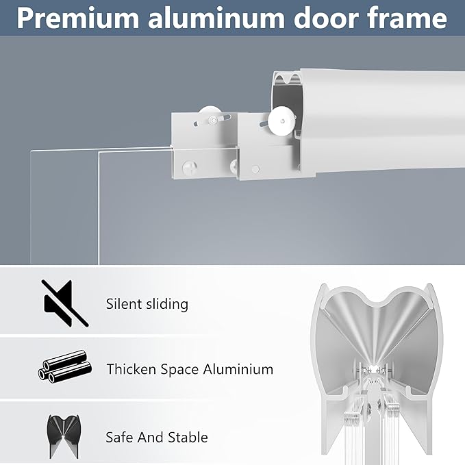 56-60x60 Inch Semi-Frameless Double Sliding Shower Door with Anti-Rust SGCC Steel Frame,1/4 Inch (6mm) Clear Tempered Glass for Walk-in Shower,Silvery