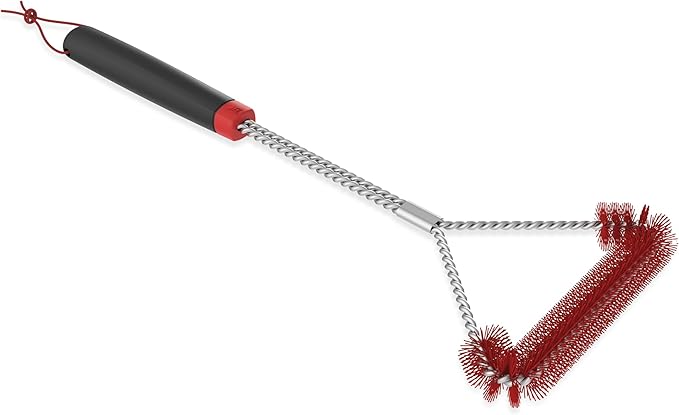 Weber Cold Clean Grill Brush, 18" – Heavy‑Duty Nylon Bristle Brush for Cleaning Cool Grates, 3-Sided T-Shaped Design