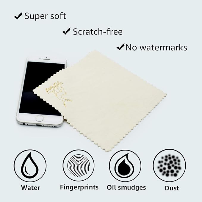 VIPbuy 4 Pack (6" x 6") Natural Chamois Glasses Cleaning Cloths for Glasses, Eyeglasses, Camera Lens, Cell Phones, Computers, Tablets, LCD Screens, Antiques, Instruments