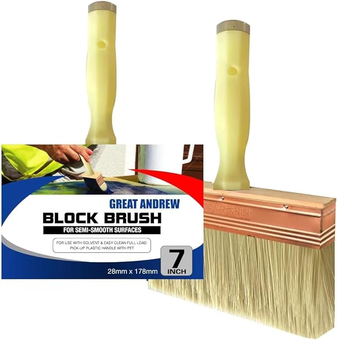Great Andrew 7 Inch Deck Stain Brush, Deck Paint Brush, Wide Large Brush for Staining Wood Wall Fence, Lime Wash Paint Brush Applicator for Smooth Rough Textured Surfaces, Home Repair Painters Tools